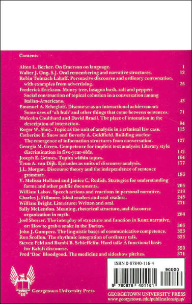 Georgetown University Round Table on Languages and Linguistics (GURT) 1981: Analyzing Discourse: Text and Talk