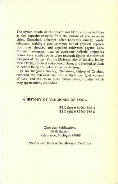 A History of the Monks of Syria by Theodoret of Cyrrhus: Volume 88