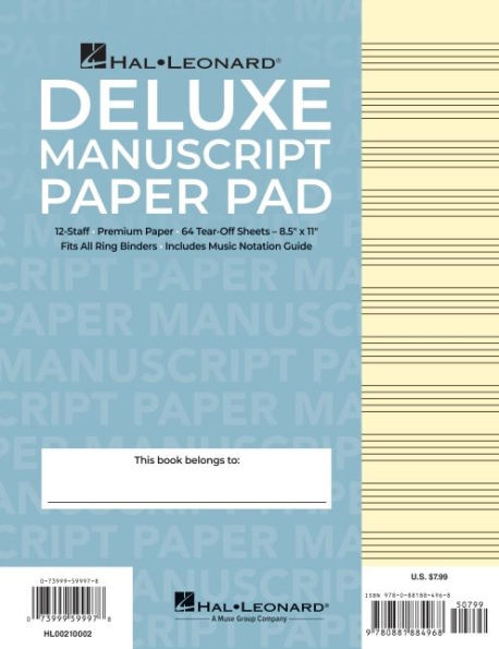 Manuscript Paper (Deluxe Pad)(Blue Cover)