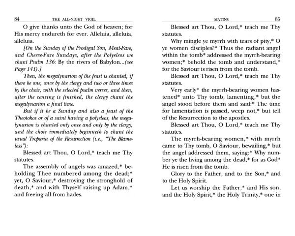 The All-Night Vigil: for Choir and Laity