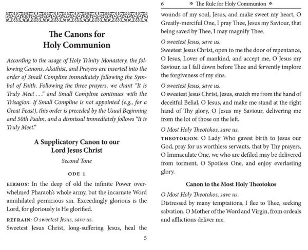 The Rule for Holy Communion: Canons, Order of Preparation, and Prayers After Communion