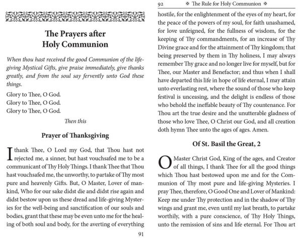 The Rule for Holy Communion: Canons, Order of Preparation, and Prayers After Communion