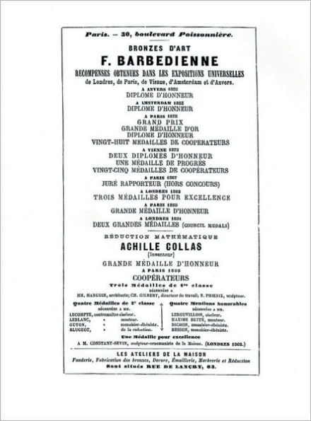 1886 Catalog of the French Bronze Foundry of F. Barbedienne of Paris