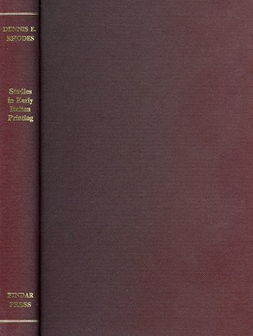 Studies in Early Italian Printing: Selected Studies