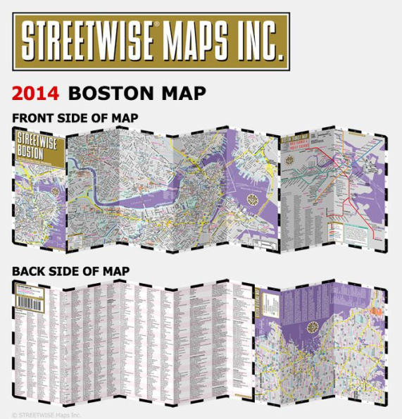 Streetwise Boston Map - Laminated City Center Street Map of Boston, Massachusetts - Folding Pocket Size Travel Map With Metro (2014)