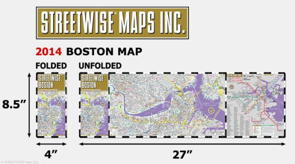 Streetwise Boston Map - Laminated City Center Street Map of Boston, Massachusetts - Folding Pocket Size Travel Map With Metro (2014)