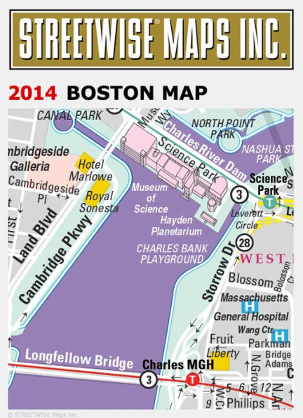 Streetwise Boston Map - Laminated City Center Street Map of Boston, Massachusetts - Folding Pocket Size Travel Map With Metro (2014)