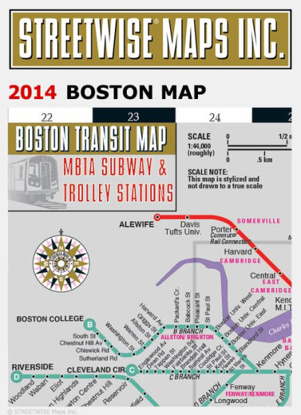 Streetwise Boston Map - Laminated City Center Street Map of Boston, Massachusetts - Folding Pocket Size Travel Map With Metro (2014)