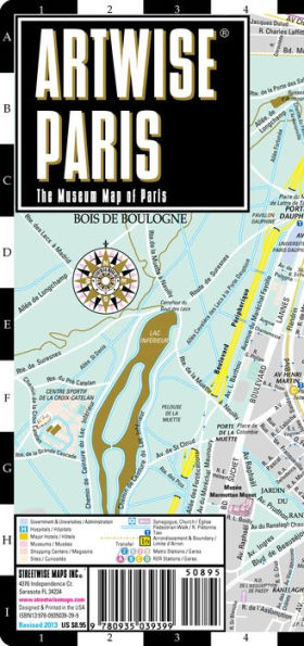 Artwise Paris Museum Map - Laminated Museum Map of Paris, FR - Streetwise Maps (2013)