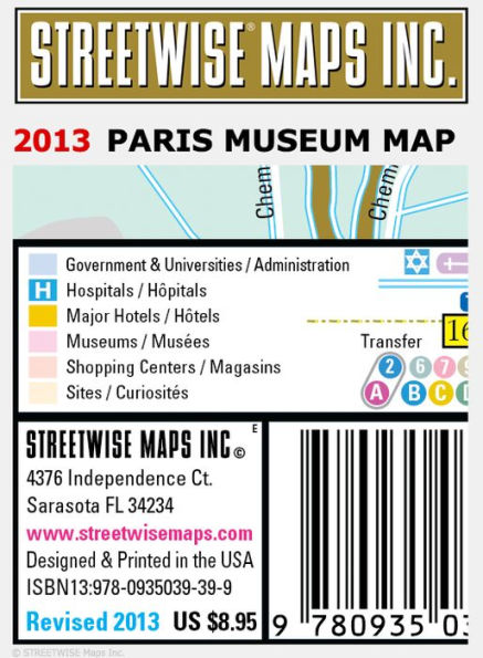 Artwise Paris Museum Map - Laminated Museum Map of Paris, FR - Streetwise Maps (2013)