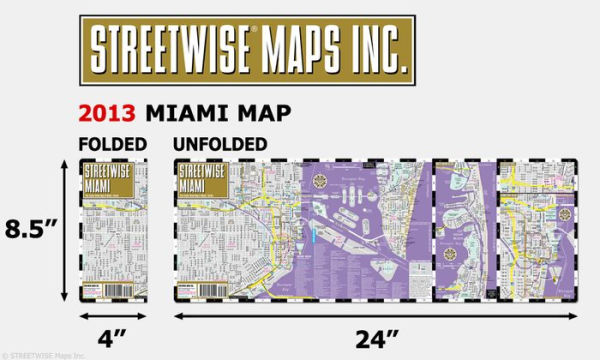 Streetwise Miami Map - Laminated City Center Street Map of Miami, Florida - Folding Pocket Size Travel Map With Metro (2013)