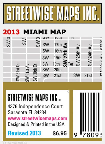 Streetwise Miami Map - Laminated City Center Street Map of Miami, Florida - Folding Pocket Size Travel Map With Metro (2013)