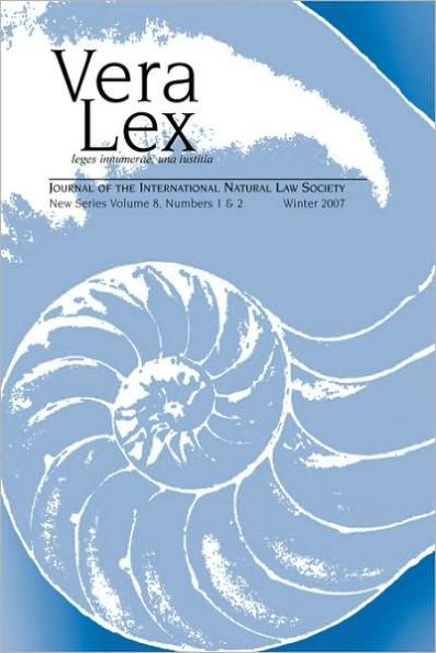 Vera Lex Vol 8: Journal of the International Natural Law Society