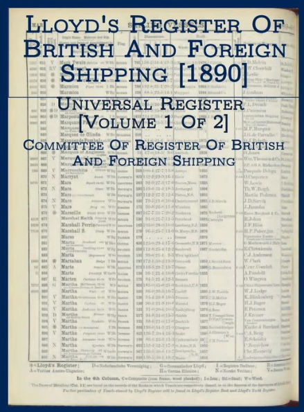 Lloyd's Register of British and Foreign Shipping [1890]: Universal Register [Volume 1 of 2]