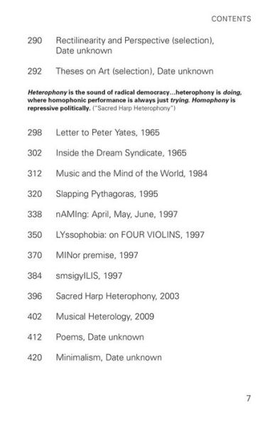 Tony Conrad: Writings