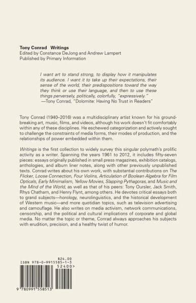 Tony Conrad: Writings