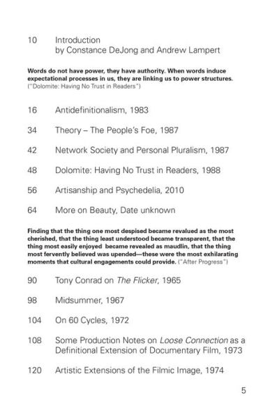 Tony Conrad: Writings