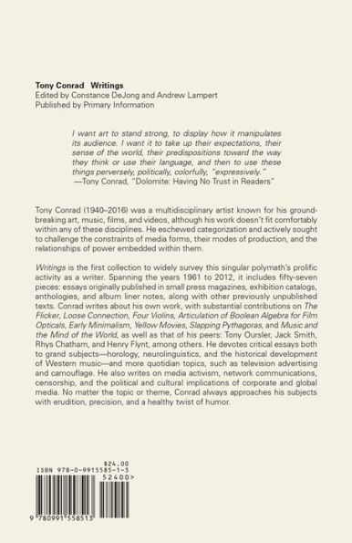 Tony Conrad: Writings