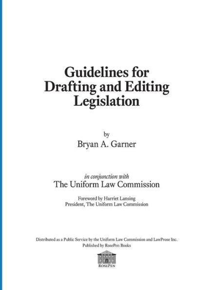 Guidelines for Drafting and Editing Legislation