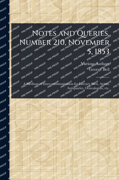 Notes and Queries, Number 210, November 5, 1853