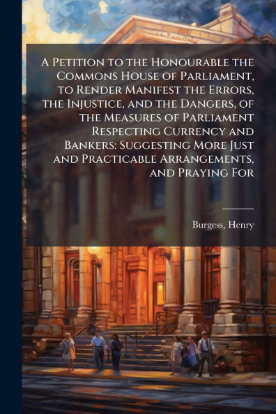 A Petition to the Honourable Commons House of Parliament, Render Manifest Errors, Injustice, and Dangers, Measures Parliament Respecting Currency Bankers: Suggesting More Just Practicable Arrangements, Praying Fo