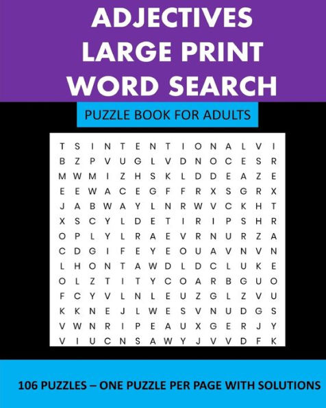 Adjectives: Large Print Word Search Puzzle Book For Adults