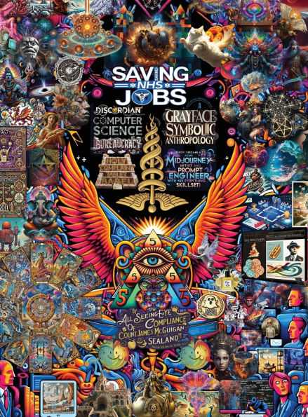 Saving NHS Jobs: Discordian Computer Science Bureaucracy - Grayface Symbolic Anthropology - Holy Complaint Tablet of Babel (or how I became a MidJourney Artist and Prompt Engineer with the 10x Everything skillset)