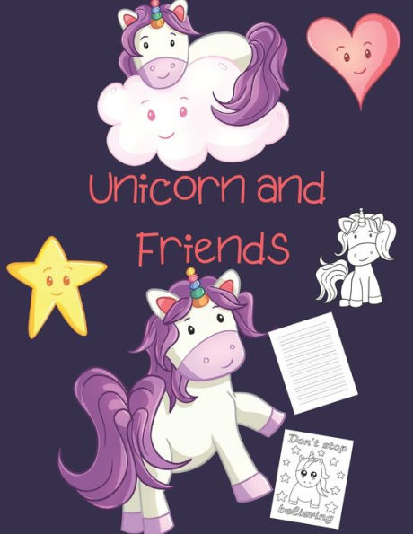 Unicorn and Friends: Handwriting Coloring Activity Book / Unicorn Coloring Book/ Unicorn Sketchbook