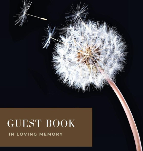 Dandelion In Loving Memory Funeral Guest Book Black Hard Cover for Wakes, Memorial Services