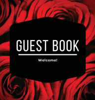 Red Rose Guest Book Hard Cover for Vacation Home, Bed & Bath, Bridal or Baby Shower, Retirement or Birthday Parties