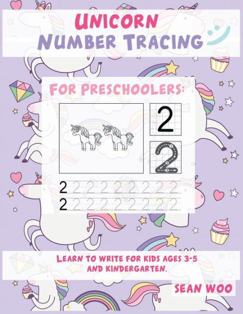 Unicorn Number Tracing for Preschoolers: Learn to write numbers for ...