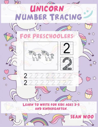 unicorn number tracing for preschoolers learn to write numbers for