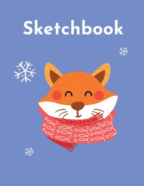 Sketchbook: Cute Kawaii Winter Fox Sketchpad: 100 Large 8.5" x 11" Blank White Pages