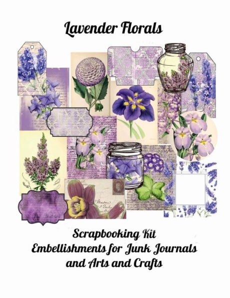 Lavender Florals: Scrapbooking Kit Embellishments for Journals and Arts and Crafts