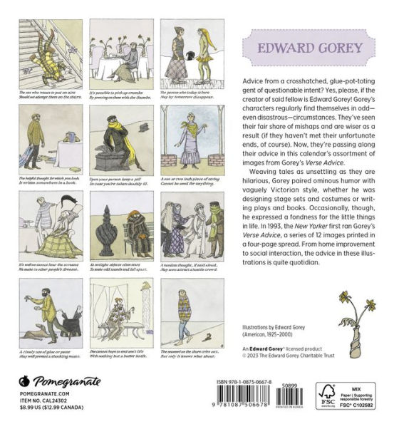 Edward Gorey 2024 Mini Wall Calendar by Pomegranate Barnes & Noble®