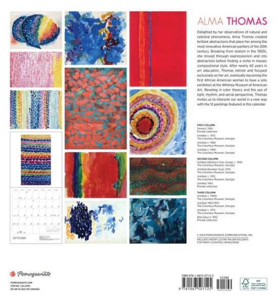 Alma Thomas 2024 Wall Calendar