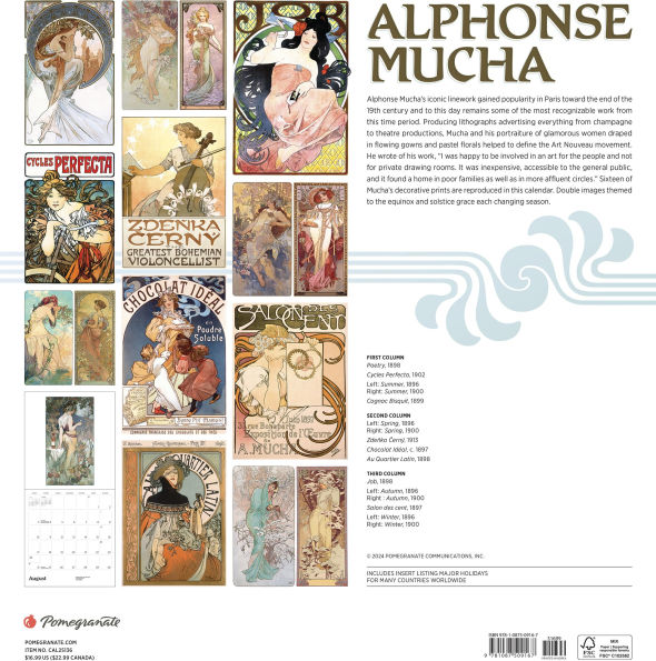 2025 Alphonse Mucha Wall Calendar