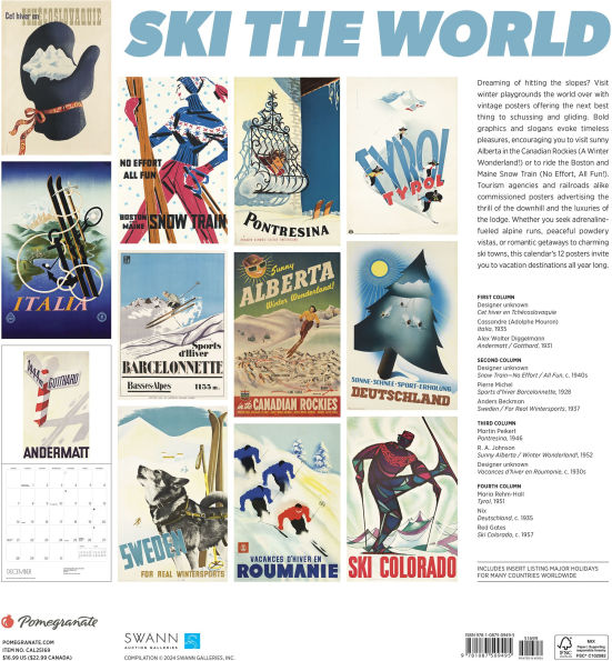 2025 Ski the World Wall Calendar