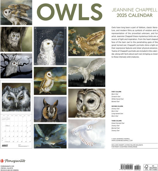 2025 Owls: Jeannine Chappell all Calendar