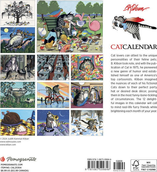 2025 B. Kliban: CatCalendar Mini Wall Calendar