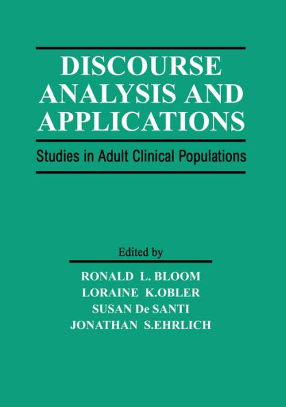 Discourse Analysis and Applications: Studies in Adult Clinical Populations