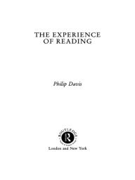 Title: Experience Of Reading, Author: Philip Davis