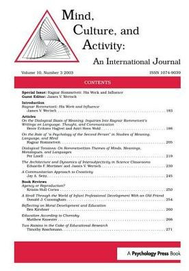 Ragnar Rommetveit: His Work and Influence:a Special Issue of mind, Culture, and Activity / Edition 1