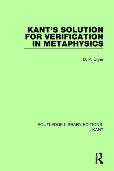 Kant's Solution for Verification Metaphysics