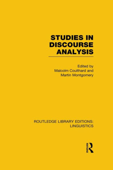 Studies Discourse Analysis (RLE Linguistics B: Grammar)