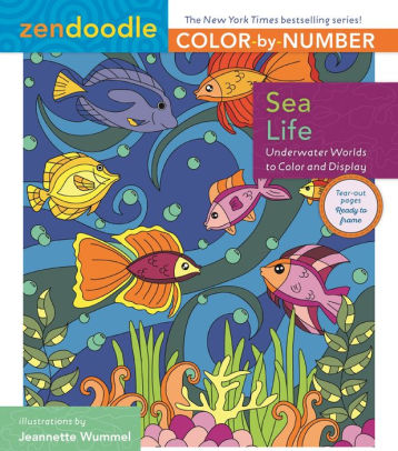 Zendoodle Color By Number Sea Life Underwater Worlds To Color And Display By Jeanette Wummel Paperback Barnes Noble