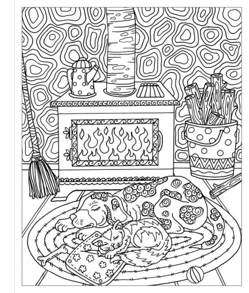 Zendoodle Coloring: Cozy Comfort: The Warmth of Home to Color and Display