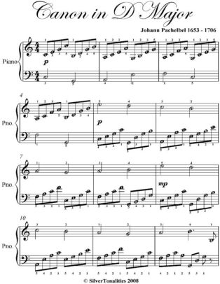 canon in d easy piano sheet music by johann pachelbel nook book pachelbel canon in d sheet music