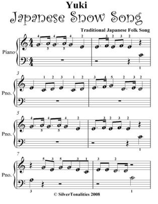 yuki japanese snow song beginner piano sheet music by traditional simple piano sheet music