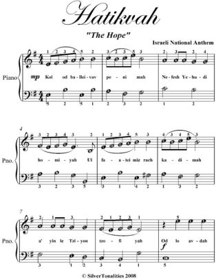 Hatikvah Easy Piano Sheet Music By Isralie National Anthem Nook Book Ebook Barnes Noble